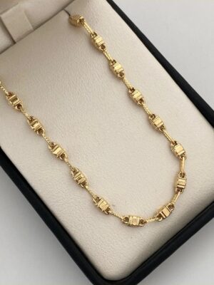 Cadena rustica cilindro diamantado oro amarillo 18k 14.60gr/ 3.4mm/ 60cm/ broche 0.60